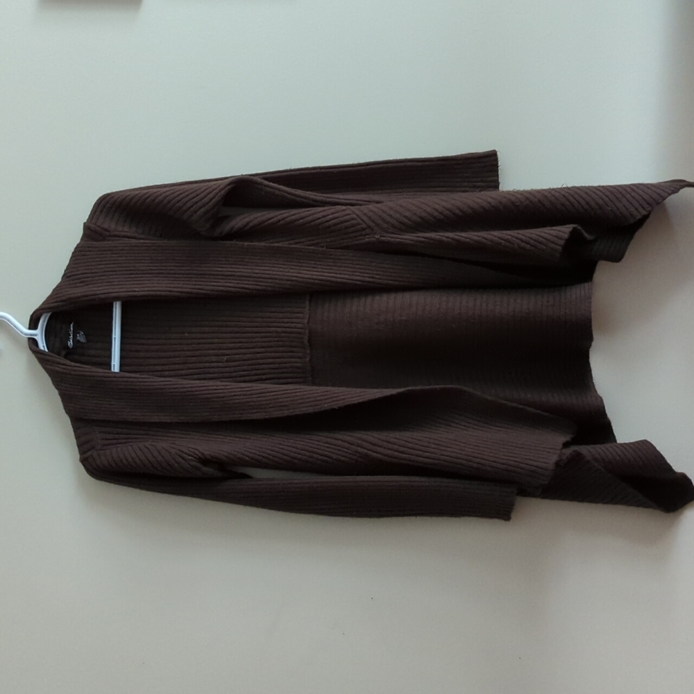 Chocolate Brown Waterfall Open Cardigan - Picture 1 of 5